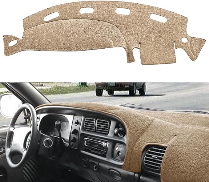 Yiz Dashboard Cover Dash Cover Mat Pad Custom Fit for Dodge Ram 1500 2500 3500 1998 1999 2000 2001 (98-01 Beige) Y21