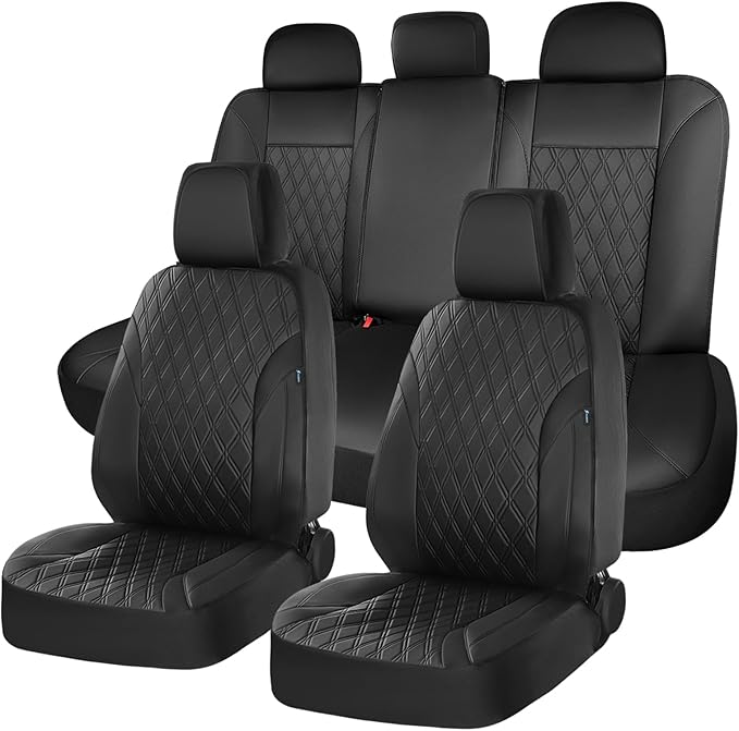 FLORICH Car Seat Covers Full Set, Leather Seat Covers for Cars, Car Seat Protector Waterproof Breathable, Universal Automotive Seat Covers, Front and Rear Car Seat Cover Fit for Most Sedans SUV Truck