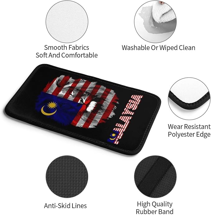 Vintage Malaysia Malaysian Flag Lion Head Auto Center Console Armrest Cover Car Handrail Box Cushion Pad Mat Universal Fit Most Vehicle Sedan Truck SUV Soft Comfort Decor Accessories