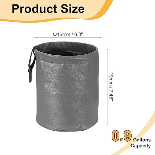 HARFINGTON 3 Packs Car Trash Can 0.9 Gallon Foldable Leak-Proof Garbage Organizer Portable Hanging Waterproof Truck Trash Bins for Van Automotive Vehicle Front Seat, Gray