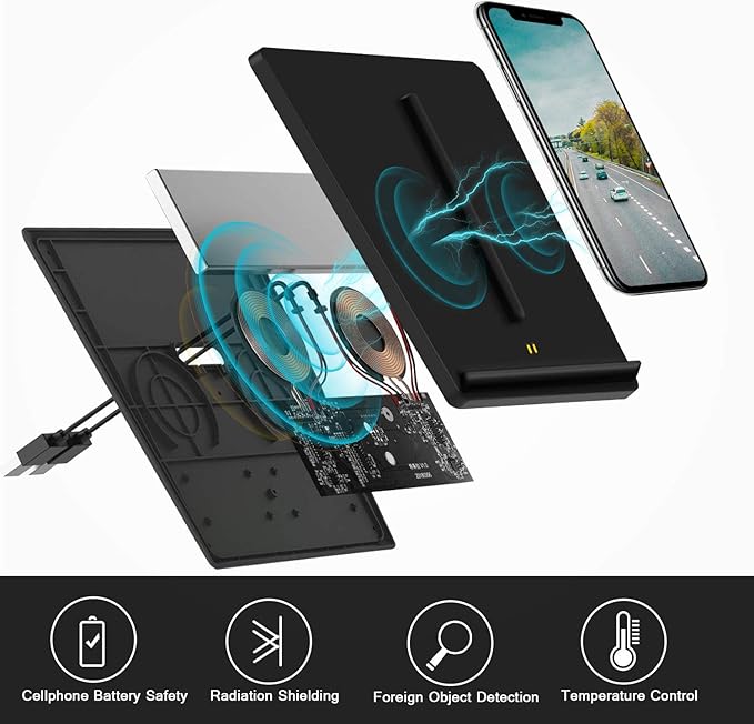 VXDAS Wireless Charger, Dual 10W QI Wireless Phone Charging Pad M3 Car Center Console for Tesla Model 3 Accessories Panel with 7pcs Custom Cup Mat Center Console Liner mat-Upgrade