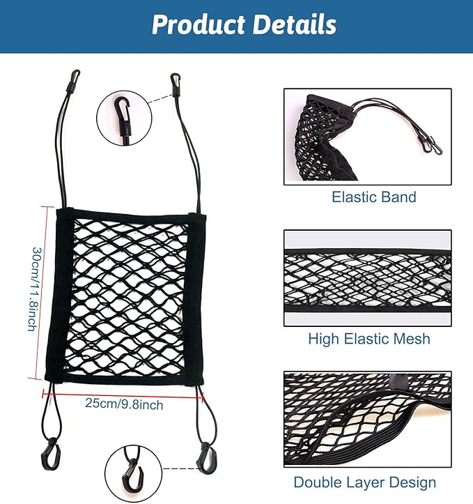 acdiac Universal Car Mesh Storage Bag,Auto Seat Back Mesh Organizer High Elastic Pet Isolation Net,Car Mesh Partition (1Pocket)
