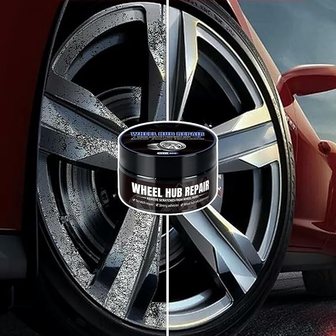 Car Wheel Cleaner - 80g Dust Removal Agent, Sponge Tool, Hub Polishing Gel, Scratch Protection Formula, Shine Restorer | Effective Cleaning Agent for Repair Maintenance Auto Detailing DIY Enthusiasts