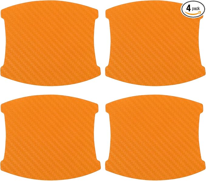 3D Car Door Handle Scratch Protector, 84x94mm Removable Magnetic Car Door Handle Protective Film Orange, 4 Pcs