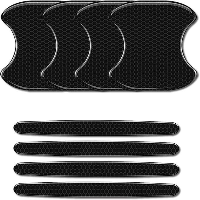 8Pcs Car Door Handle Bowl Sticker, Reflective Car Door Handle Paint Scratch Protector, Self-Adhesive Scratch Collision Protection Guard, Auto Exterior Decor Universal for SUV Truck RV (Black)