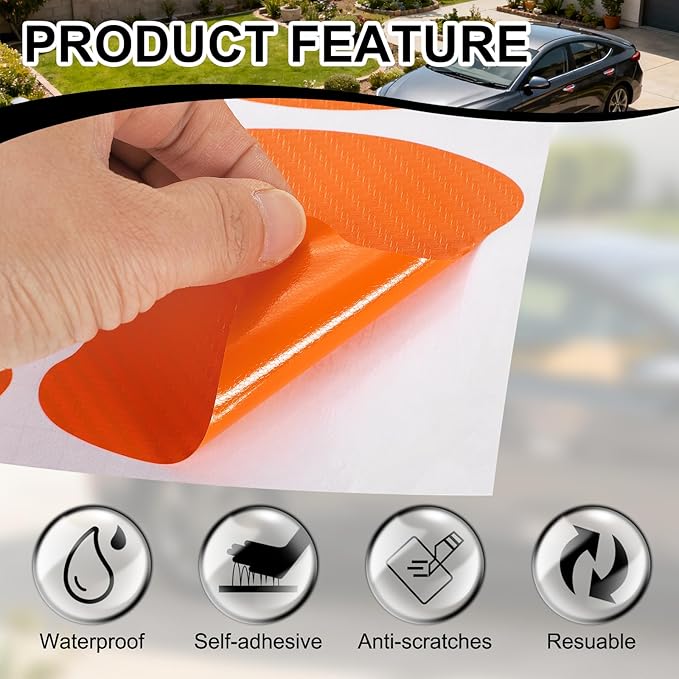 PATIKIL 3.54" x 3.94" Car Door Handle Sticker, 8Pcs Carbon Fiber Anti-Scratches Vehicle Door Cup Protector with Scraper Auto Door Handle Protective Film for Cars Trucks RV SUV, Orange