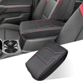 Center Console Cover for Chevy Colorado/GMC Canyon - Soft Armrest Cover for Colorado Canyon 2023 2024 2025 2026 ZR2 Z71 Trail Boss LT WT Elevation AT4 Denali AT4X Accessories - Red Stitch