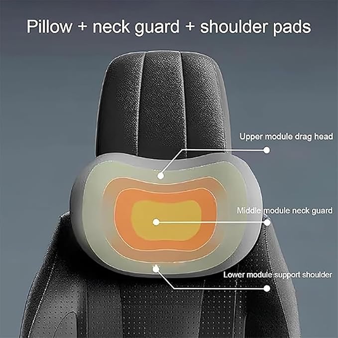 Car Headrest & Lumbar Support Cushion for Dodge Ram 1500 2019-2025, Ergonomic Car Seat Headrest Memory Foam Neck and Back Pillow Kit Breathable Removable for Driving Fatigue Relief,A/Black