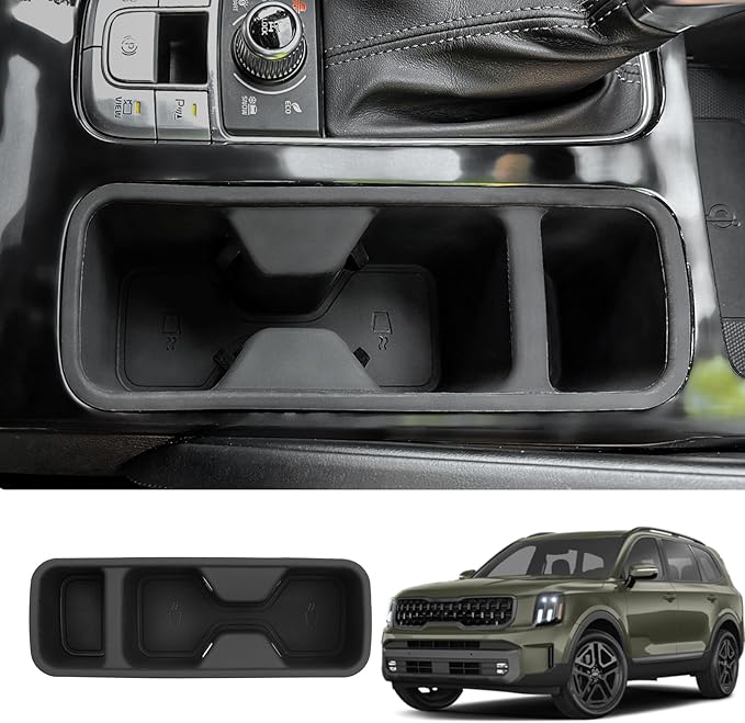 Maxzina Cup Holder Compatible with 2020-2025 Kia Telluride Cup Holder Silicone Insert Center Console Cup Holder Silicone Black Bottle Holder Interior Decoration for 2024 Telluride Accessories