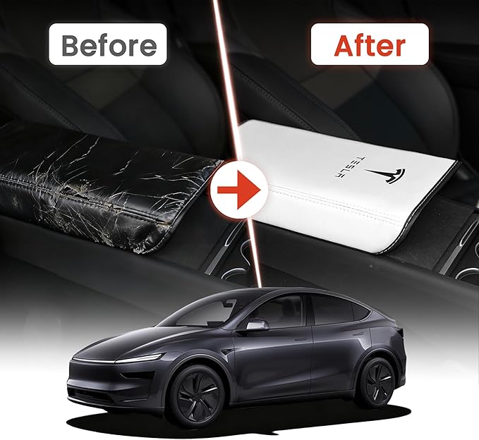 Polwlamks Center Console Armrest Cover for Model Y/Model 3, Soft Leather Pad Armrest Protector Armrest Box Cushion Compatible with New Tesla Refresh Model Y (2020-2026) / Model 3 (2019-2025)