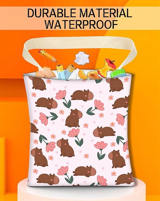 ANKVRP Car Trash Can, Durable Hanging Car Trash Garbage Bag, Cute Automotive Garbage Cans Organizer, Cute Brown Bear Flower
