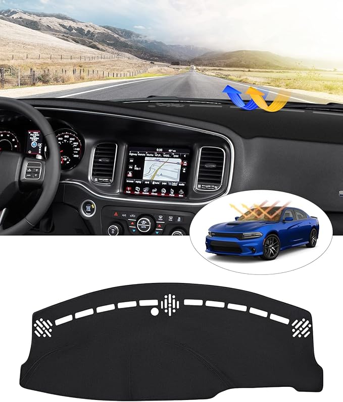 CARTIST Dash Cover Custom Fit for Dodge Charger 2011-2023 Accessories Dashboard Cover Mat Non-Slip Pad Carpet Anti-Glare