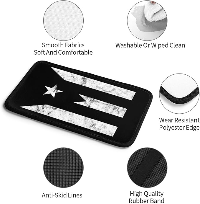 Puerto Rico Black & White Protest Flag Car Armrest Cover Protector Auto Center Console Cover Car Center Console Cushion Pad Waterproof Car Armrest Seat Box Cover Fit for Car Truck Rv SUV