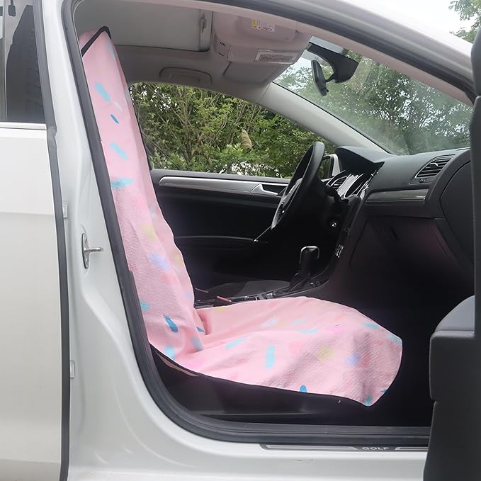 LoyaGour Car Seat Cover Protector Front Seats,for Gym Workout,Running,Swimming,Beach and Hiking,Waterproof Sweat Towel Bucket Seat Covers for Cars SUV Trucks (Pink Marbling, 1Pcs)