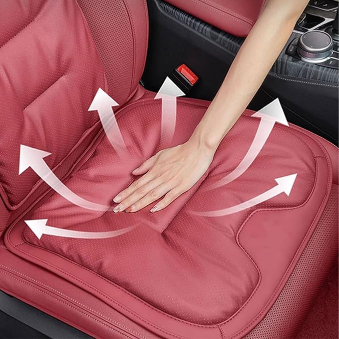 Car Seat Cushion for Porsche Macan 2015-2025-pr, Breathable Non-Slip Driver Seat Pad Ergonomic Memory Foam for Long Driving Car Office,A/2Pcs-Red
