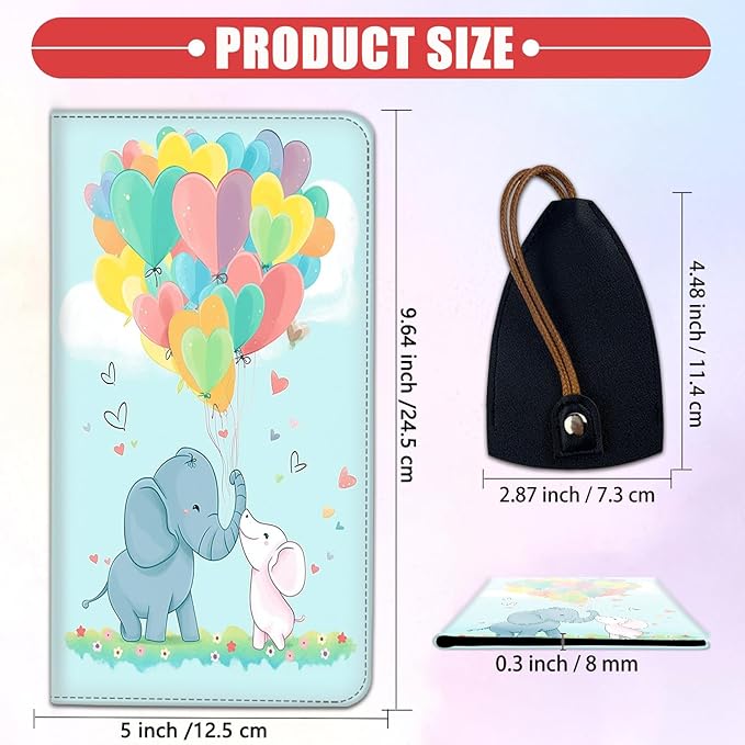 Car Registration Holder, Waterproof PU Leather Vehicle Card Document Glove Box Organizer, Women Interior Auto Accessories Case for Cards, Driver License Car Insurance Holder, Cute Cartoon Elephant