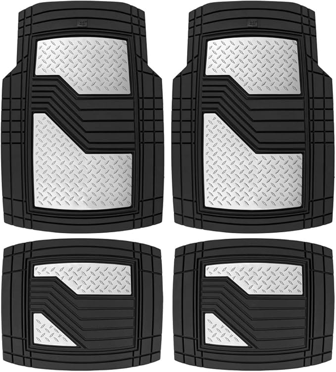 BDK Cat® Heavy Duty Rubber Floor Mats for Car SUV Truck & Van-All Weather Protection, Front & Rear with Heelpad & Anti-Slip Nibs Backing, Universal Trim-to-Fit