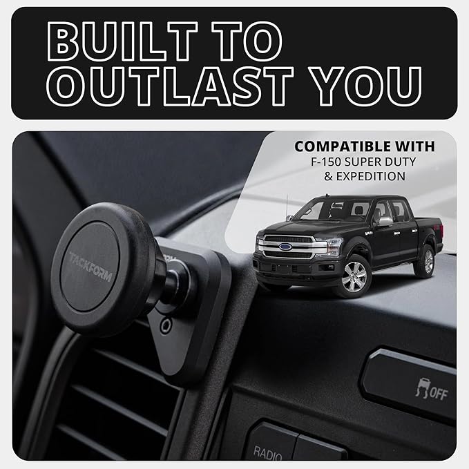 Tackform Link Vent Mount Universal Magnetic Phone Holder Compatible with 2015-2020 Ford F-150, 2017-2021 Super Duty, and 2018-2021 Expedition | Aluminum Base, Short Reach | NOT Compatible With MagSafe
