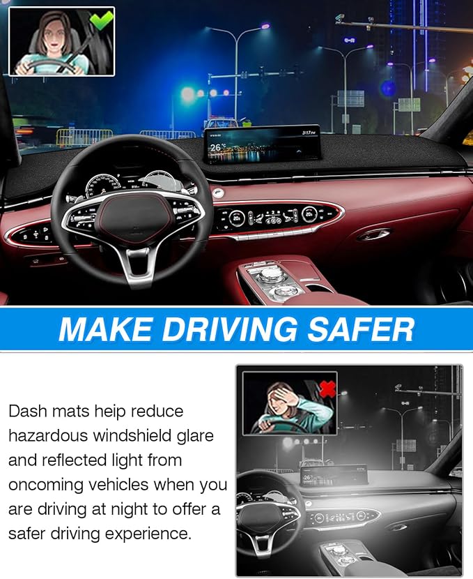CARTIST Dash Cover Fit for 2022 2023 2024 2025 Genesis GV70 Dashboard Cover Mat for GV70 Accessories Dash Mat Non-Slip Carpet Sunshield Glare UV Rays Protector