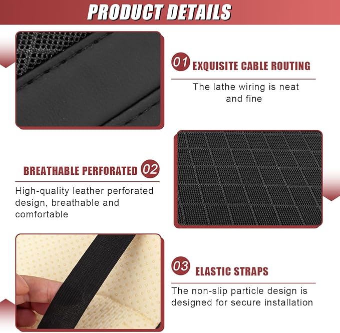 Car Center Console Cover, Carbon Fiber Leather Car Armrest Cover Protector, Auto Middle Console Support Pad with Side Storage, Universal Storage Box Cushion for Most Vehicle Interior (Black)