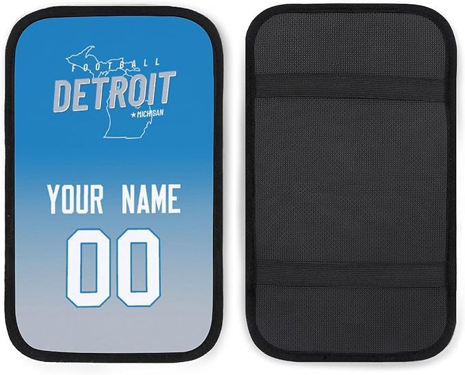 Custom Football Car Armrest Covers Universal Auto Center Console Pad Car handrail Box Cushion Personalized Add Name & Number Fans Gift Fit Suit for SUV Truck Sedan Van