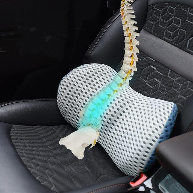 Lumbar Support Pillow for Car Seat, Mesh Office Chair Back Support Cushion, Ergonomic Back Pillows for Carseat,Office Chair,Desk,Wheelchair(Black)