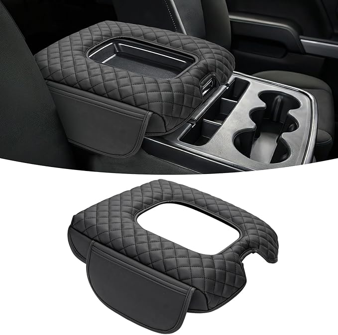FUNY Center Armrest Cover for 2014-2018 Silverado Sierra Jump-Up Seats, Durable Center Console Cover Replacement, Only fit Jump Seat Console