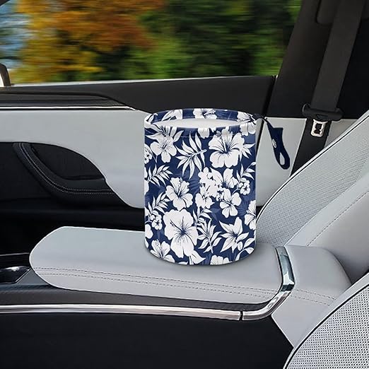 Brosoneto Hanging Portable Car Hibiscus Flower Multipurpose Car Accessories Interior Universal Collapsible Back Seat, Front Console, Floor, or Hanging Headrest Waste Basket