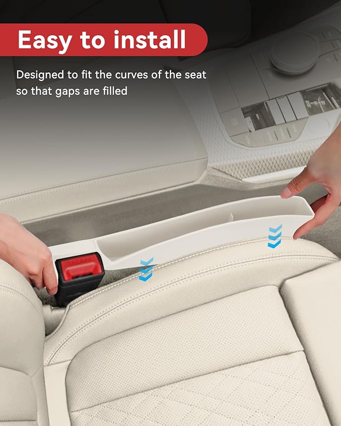 Edotim Car Seat Gap Filler, Seat Gap Organizer with Phone Holder, Car Seat Accessories, Car Organizer Fit SUV Truck-2PCS White