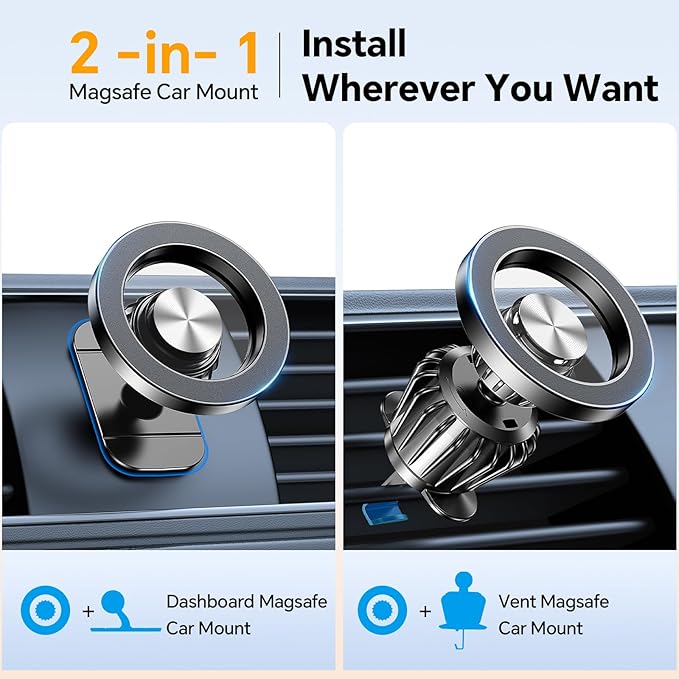 Car Phone Holder for Magsafe Car Mount【Strongest Magnetic】Phone Holders for Your Car Dashboard Air Vent【Hands Free】Cell Phone Automobile Cradles Magnetic Car Phone Mount for iPhone 17 Pro Max 16 15 14