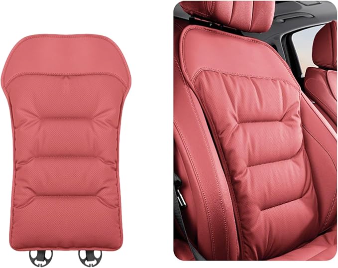 Bzxpk Skin-Friendly & Dirt-Repellent Leather Car Seat Cushion, Non-Slip PU Leather Seat Cover for Car, Office Chair & Travel, Breathable Comfort Cushion (Red, Backrest)