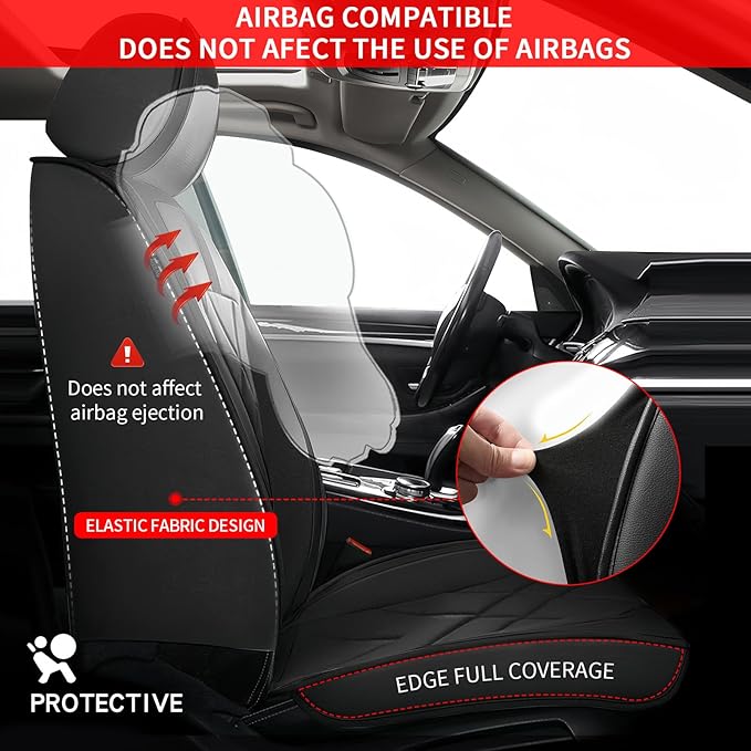TTX LIGHTING Car Seat Covers Fit for Honda Fit 2007-2020 - Breathable Leather Waterproof Full Set Protector 5 Seats(Black)