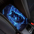 Lightning Wolf Car Center Console Cushion Pad Decorative Non Slip Armrest Box Cover Center Console Pad Blue Wolf Automotive Interior Decoration for Truck Sedan SUV