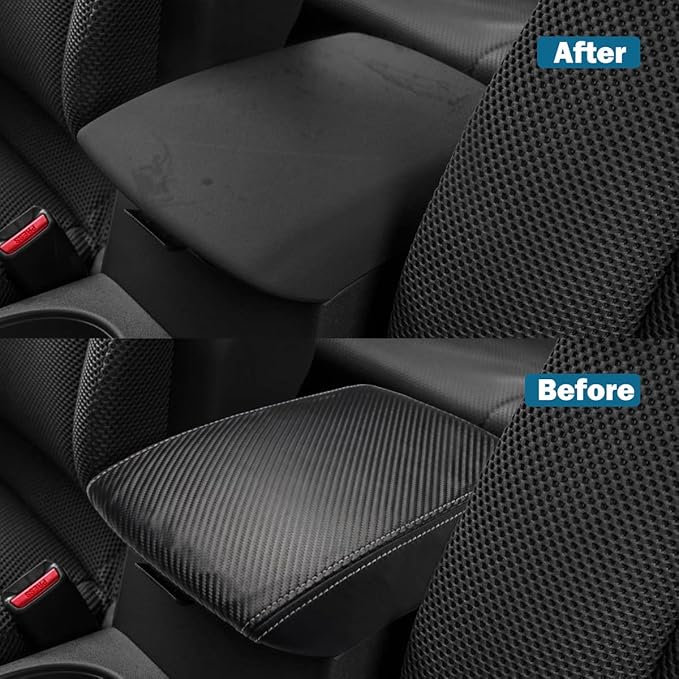 INTGET Center Console Armrest Cover for 2005-2021 Nissan Frontier Accessories 2005-2015 Nissan Xterra Accessories Carbon Fiber Middle Arm Rest Protector Console Lid Cover (Carbon Fiber)