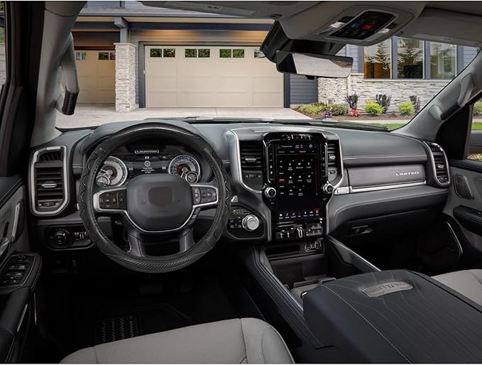 GIANT PANDA Steering Wheel Cover for Dodge Ram 1500 - Car Steering Wheel Covers for Dodge Ram 2500 3500 15.5-16 inch - Gray