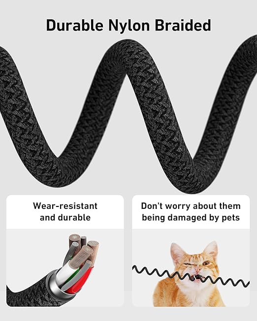 Coiled USB A to USB C Cable 6FT, 2Pack USB C Cables for Car, USB to USB C 66W Fast Charging Upgraded Amazing Durable Braided USB C Cable for iPhone 17 16 15/Pro Max/Plus, Samsung Galaxy S10 and More