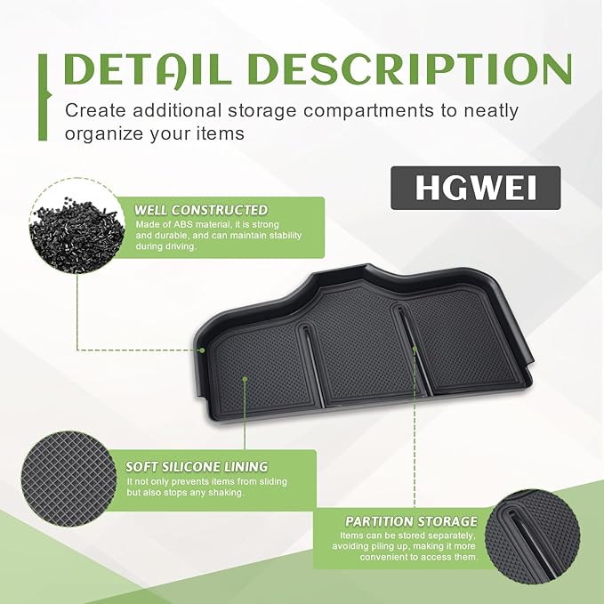 HGWEI Center Console Organizer Tray Compatible with 2023-2025 Chevy Silverado 1500 and 2022 Refreshed Silverado1500 Accessories Armrest Storage Box Compartment Cover (Full Console w/Bucket Seats)