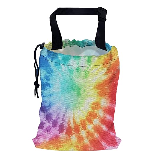 Retro Rainbow Swirl Car Garbage Bag,Small Car Trash Bag Hanging Back of Seat,Drawstring Car Trash Bag with Adjustable Buckle,Car Accessories for Camping Travelling