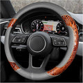 Leather Car Steering Wheel Cover, 15" Crocodile Pattern Anti Slip Car Wheel Wrap with Rose Grain, Four Seasons Universal Auto Steering Wheel Protector for Cars Trucks SUVs (Brown & Gray)