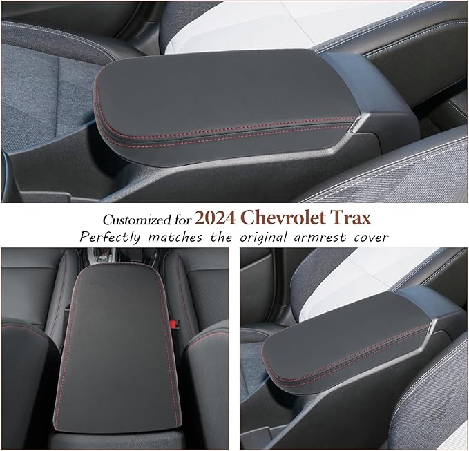 SKTU 2024 2025 2026 Chevy Trax Center Console Cover for 2024 2025 2026 Chevrolet Trax Armrest Cover 2024 2025 2026 Chevy Trax Accessories 2024 2025 2026 Chevy Trax Console Cushion (Red Line)
