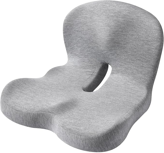 Memory Foam Car Seat Cushion with Lumbar Support, 15.7 X 16.9 X 11.4 in, Non-Slip Seat Cushion, Ergonomic Design, Breathable, Gray