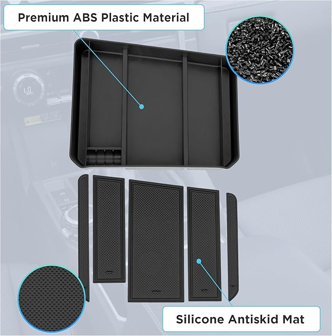 Sinminou Center Console Organizer Compatible with 2024-2026 Chevy Silverado 2500 HD/3500HD Interior Accessories, Armrest Storage Box with Coin Slot(Only Fit Full Console with Bucket Seat)