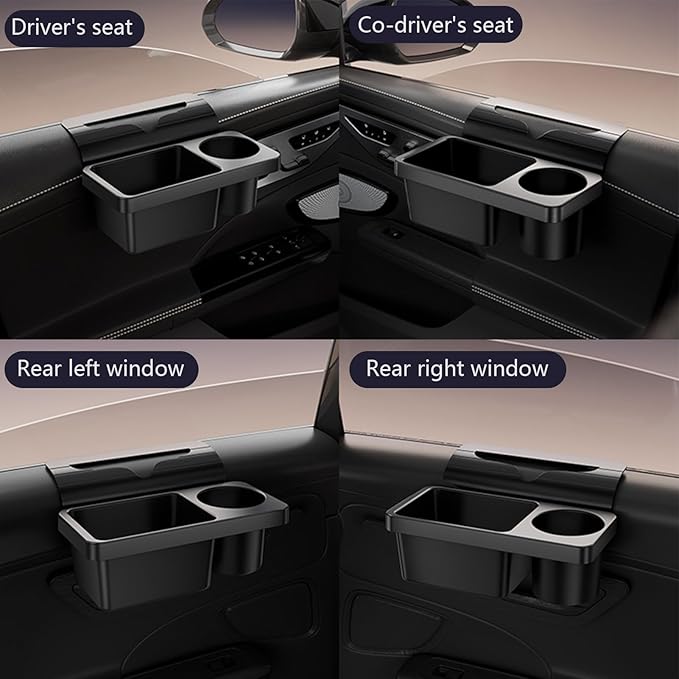 Car Window Multifunctional Organizer, Non-Slip Car Storage Tray Organizer Door Cup Holder and Side Hanging Storage Rack