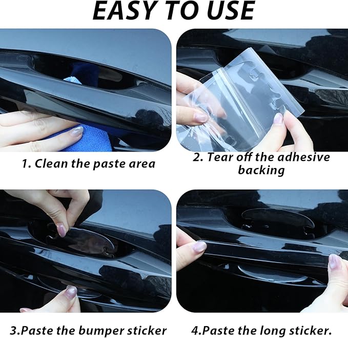 TIESOME 8 PCS Car Door Handle Anti-Scratches Sticker, Silicone Clear Car Door Handle Protector Durable & Waterproof Universal Cars Handles Protectors for Cars SUVs Trucks Sedans