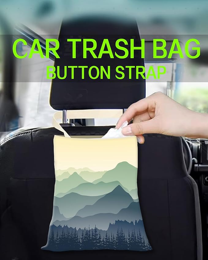 ANKVRP Car Garbage Can, Hanging Car Trash Can Bag for Back Seat Organizer, Cute Mountain Camping Vehicle Accessory