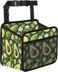 Green Avocado Flower Car Backseat Organizer PU Leather Automotive Back Seat Storage Bag Universal Hanging Garbage Box Travel Accessories Foldable