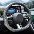 Carbon Fiber Car Steering Wheel Cover, Leather Non-Slip Vehicle Steering Wheel Cover for 14.5-15 Inch, Comfortable Auto Interior Protector Decoration Accessories, Universal Fit(Silver)