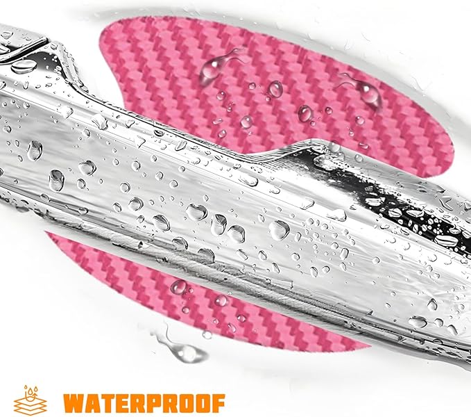 Car Door Handle Cup Protector, 4PCS Carbon Fiber Anti-Scratch Vehicle Door Handle Bowl Sticker, Self-Adhesive Automotive Paint Protective Film, Universal for SUV RV Truck (Pink)