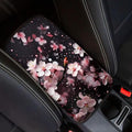 Oriental Cherry Print Center Console Cover Pad Car Armrest Seat Box Cover Cushion Universal for Most Cars SUVs Auto Accessories Decor