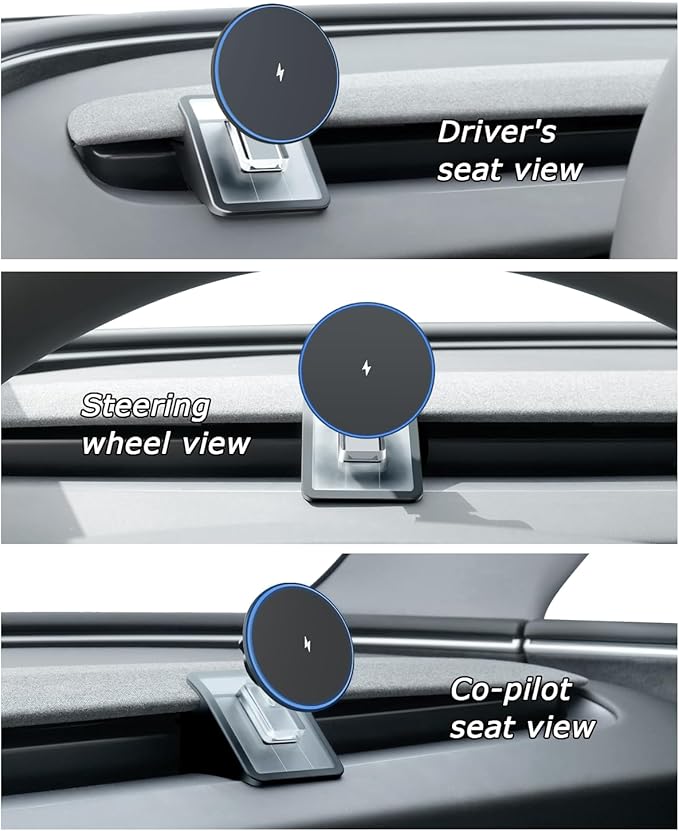 Phone Mount Holder Only for Tesla Model 3 Highland Model Y Juniper 2026 with 15W Wireless Charging, Tesla Phone Charger for Magsafe, Model 3 Model Y Accessories 2025, for iPhone 16 15 14 13 12 Series